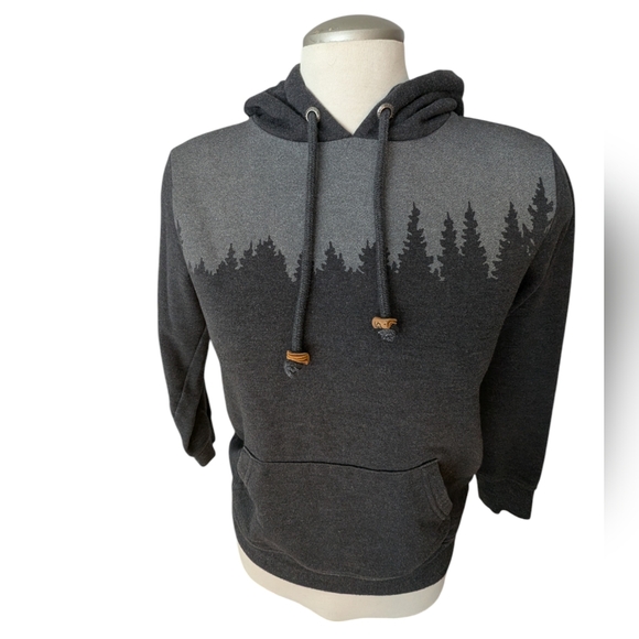 Tentree Charcoal Gray Hoodie with Forest Graphic Design Size S/XS - Picture 5 of 16